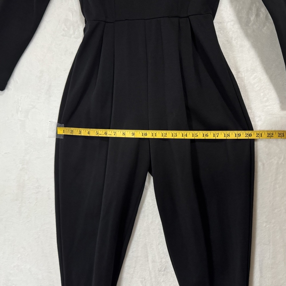 Vintage Long Sleeve‎ Pleated Knit Jumpsuit Stirrups Size M Black Minimalist Chic - Picture 13 of 15